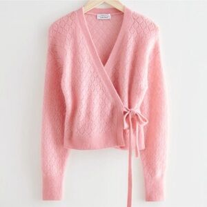 NEW & OTHER STORIES Pointelle Knit Wrap Cardigan Small